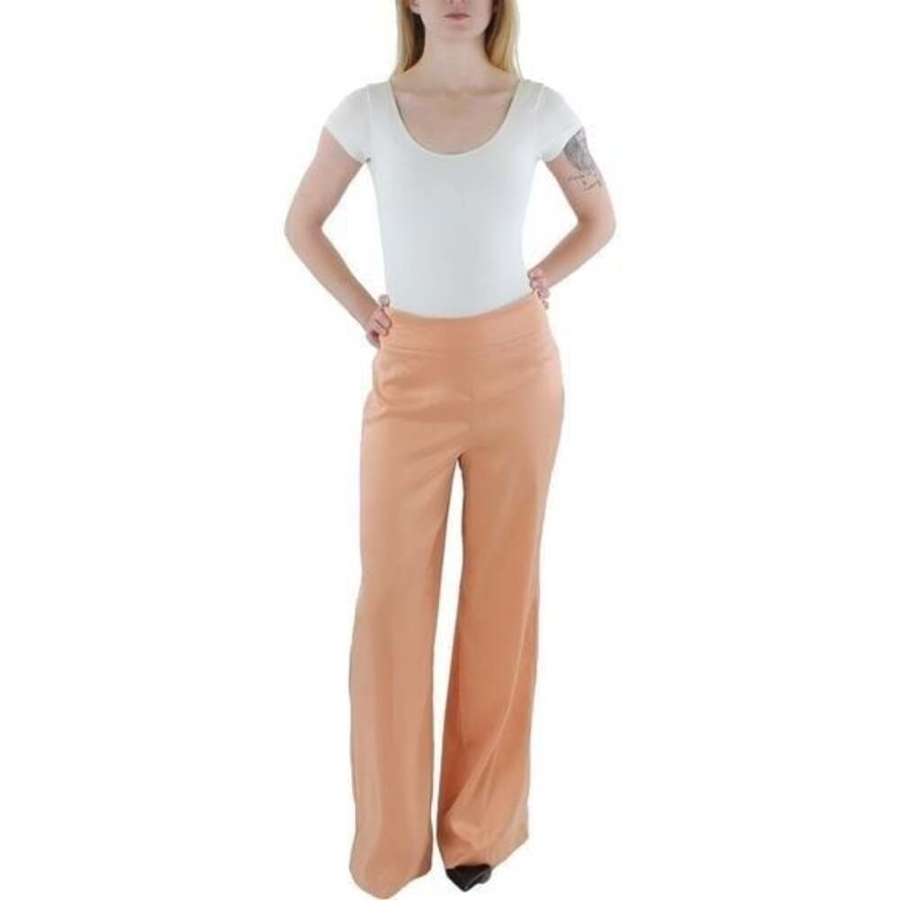 NWT Size 12 Anne Klein Womens Satin Wide Leg Pants Warm Sand Orange